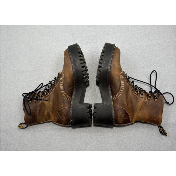 Dr. Martens Leona Platform Boots Butterscotch Brown Leather US 6 UK 4 Lace Up - Picture 7 of 14